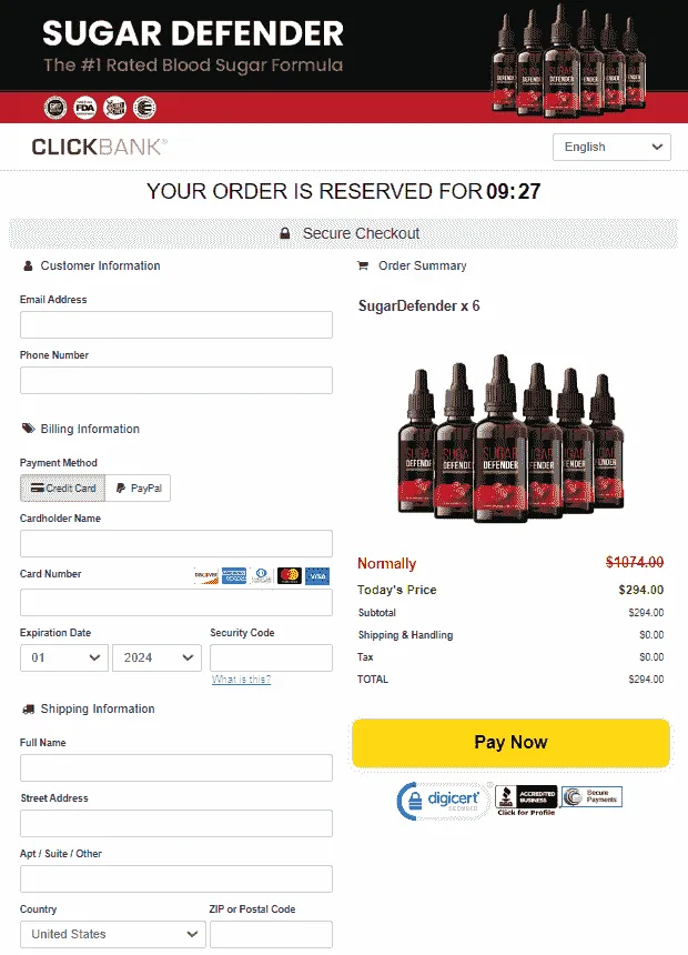 Sugar-Defender-Checkout-Page